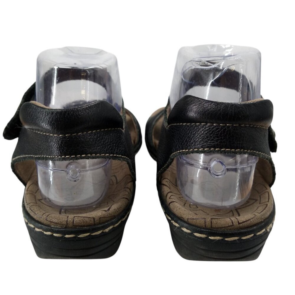 Taos Escape Black Leather Wedge Comfort Sandals Size 40 US 9-9.5 Adjustable - Picture 5 of 14